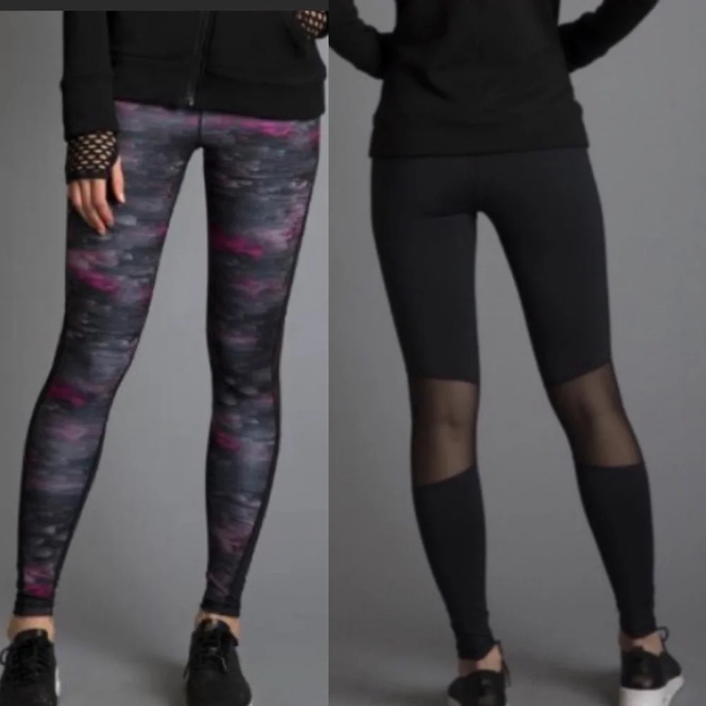 Alala Pure Barre Black Purple Balance Mesh High Rise Workout Tights Size XS